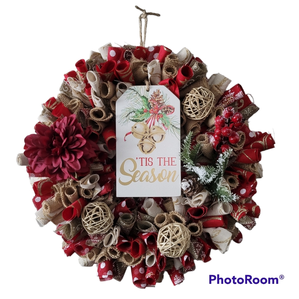 'Tis the Season Holiday Christmas Wreath.